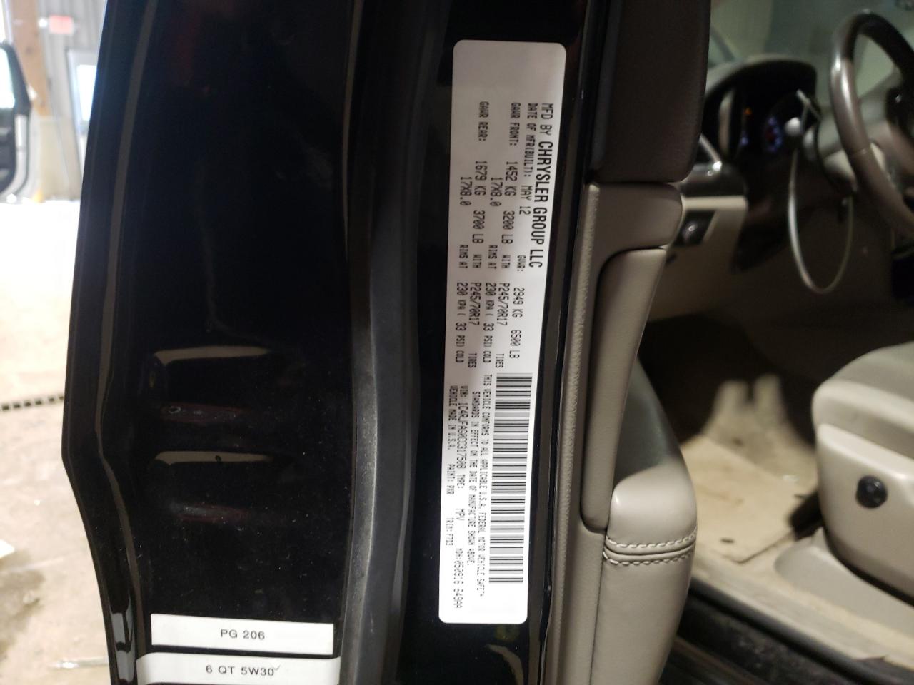 Photo 10 from auction – 2012 JEEP GRAND CHER with VIN 1C4RJFAG0CC317508