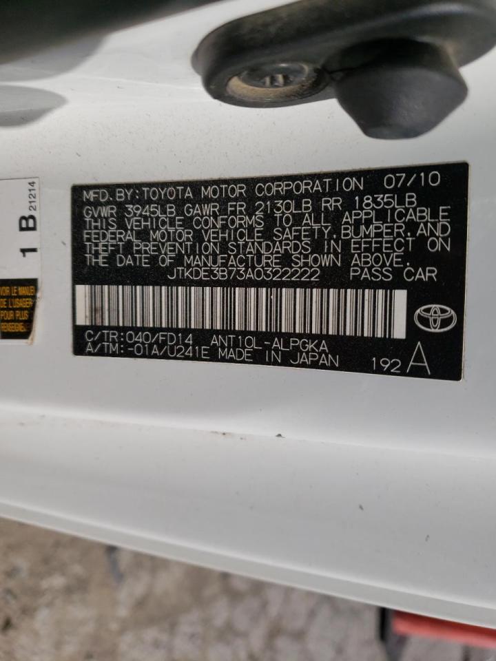 Photo 10 from auction – 2010 TOYOTA SCION TC with VIN JTKDE3B73A0322222