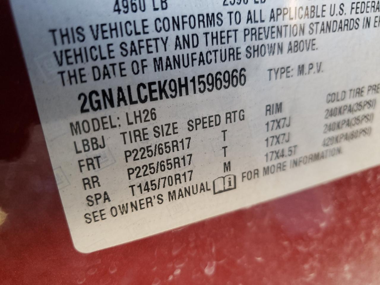 Photo 10 from auction – 2017 CHEVROLET EQUINOX LT with VIN 2GNALCEK9H1596966