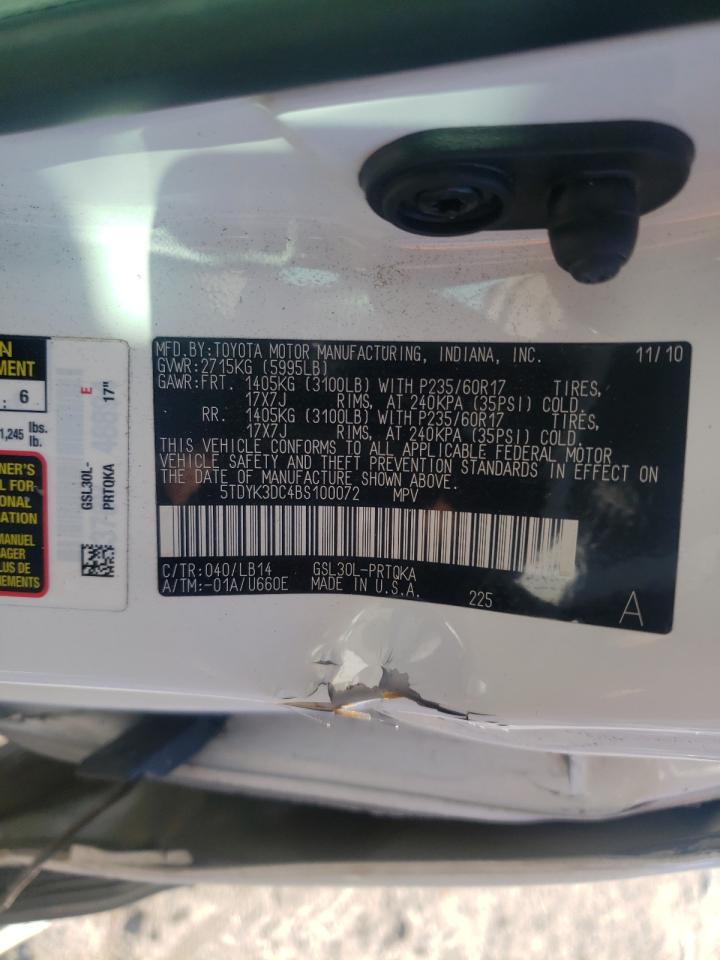 Photo 10 from auction – 2011 TOYOTA SIENNA XLE with VIN 5TDYK3DC4BS100072