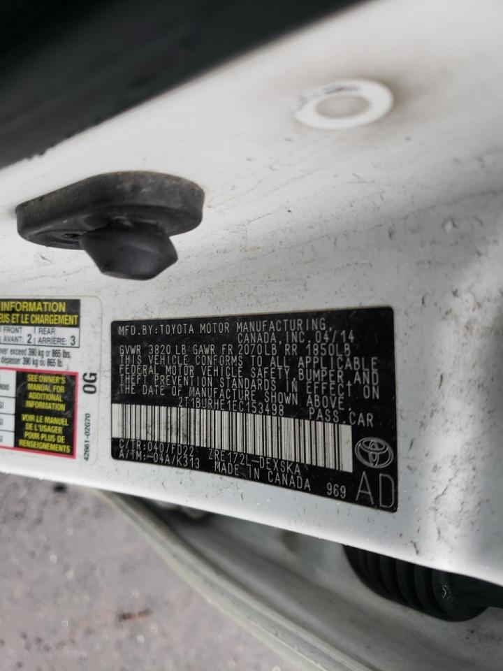 Photo 10 from auction – 2014 TOYOTA COROLLA L with VIN 2T1BURHE1EC153498