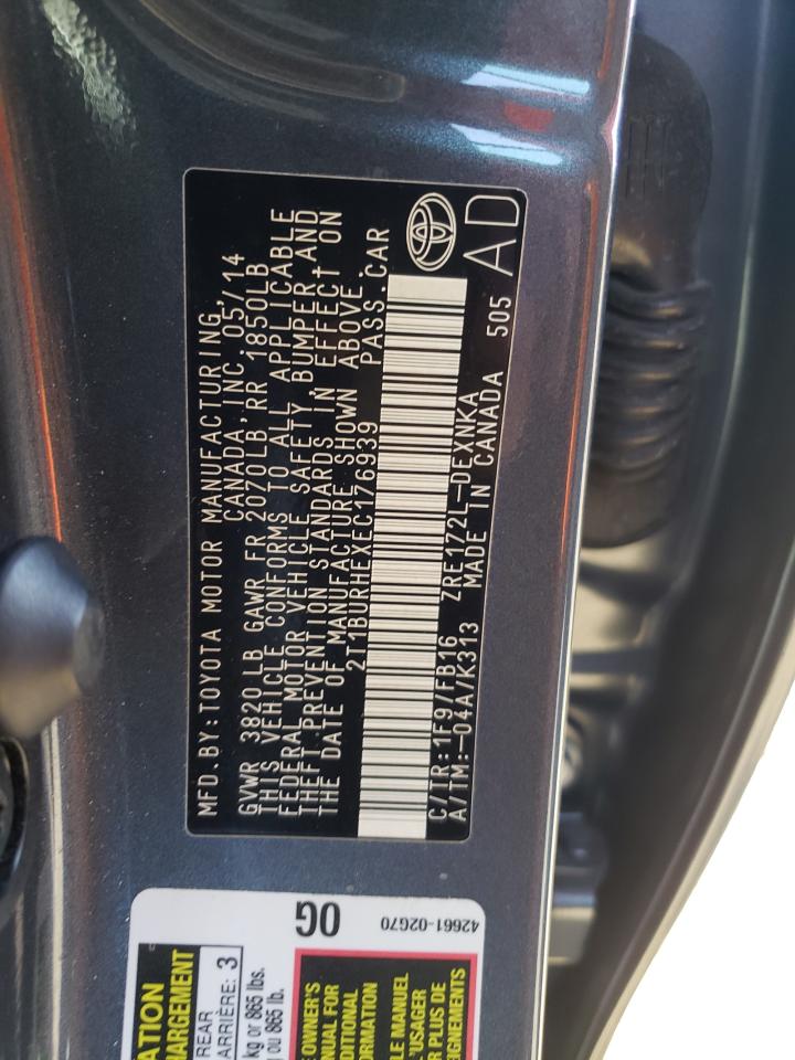 Фото 10 с аукциона – 2014 TOYOTA COROLLA L с VIN 2T1BURHEXEC176939