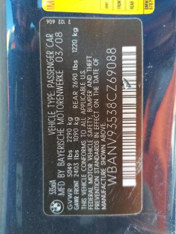 Photo 10 from auction – 2008 BMW 535 XI with VIN WBANV93538CZ69088