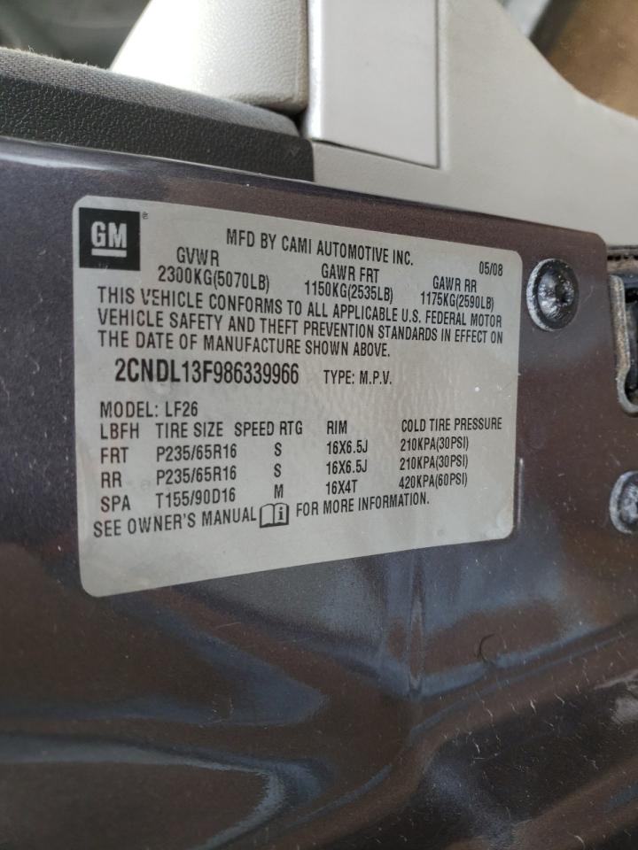 Photo 10 from auction – 2008 CHEVROLET EQUINOX LS with VIN 2CNDL13F986339966