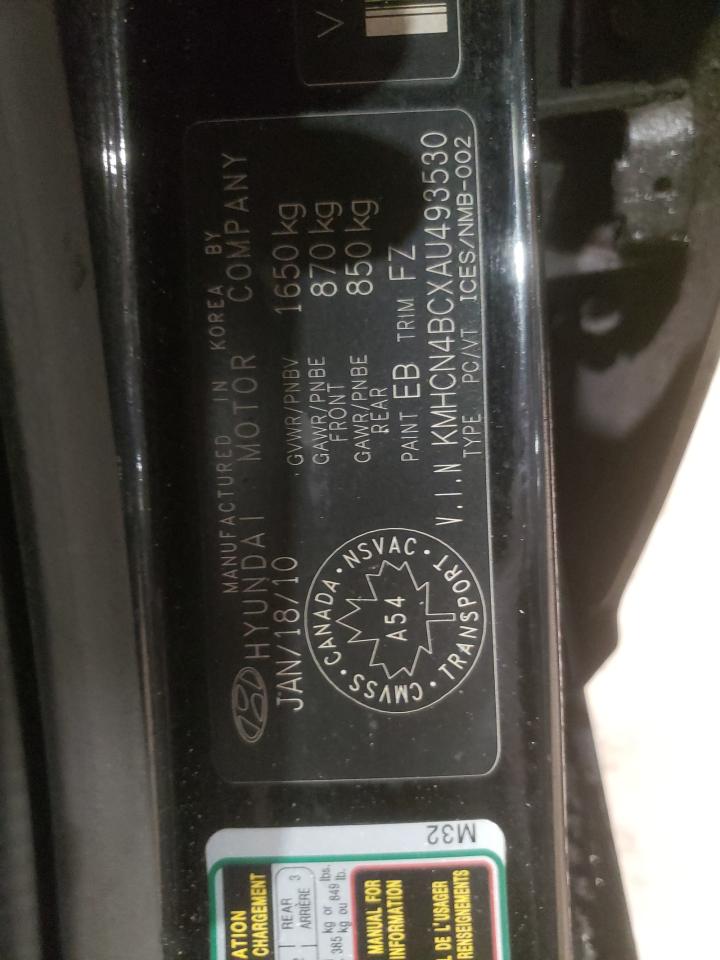 Photo 10 from auction – 2010 HYUNDAI ACCENT GLS with VIN KMHCN4BCXAU493530