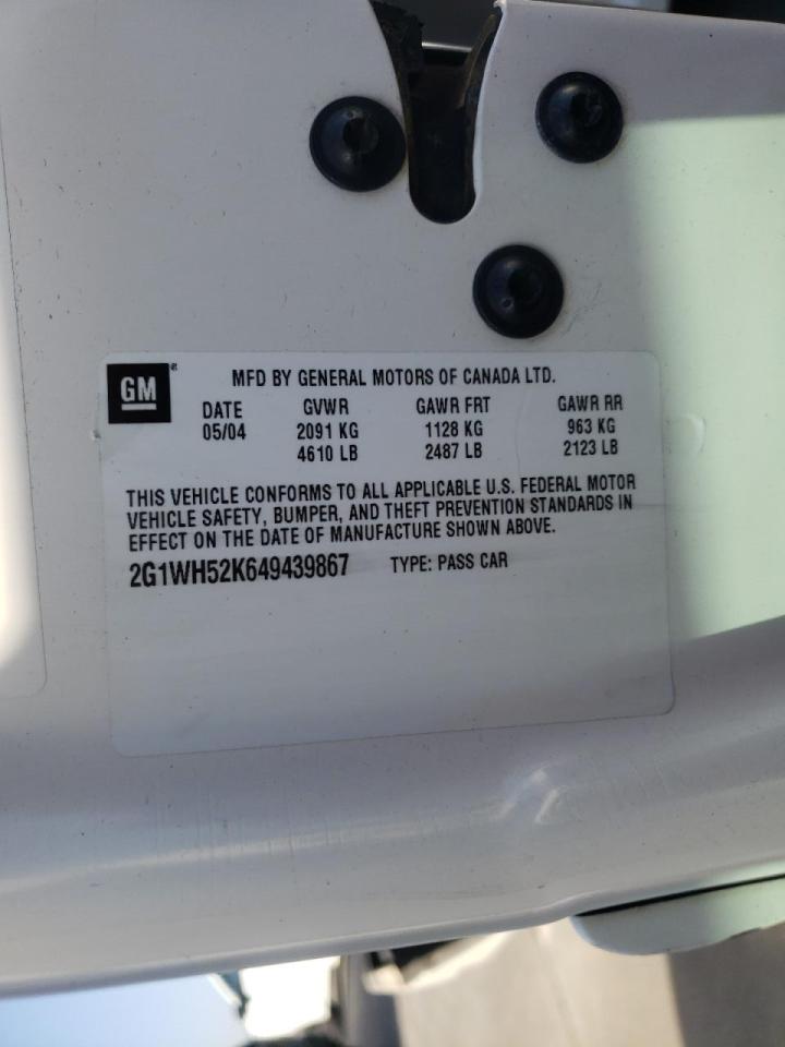 Photo 10 from auction – 2004 CHEVROLET IMPALA LS with VIN 2G1WH52K649439867