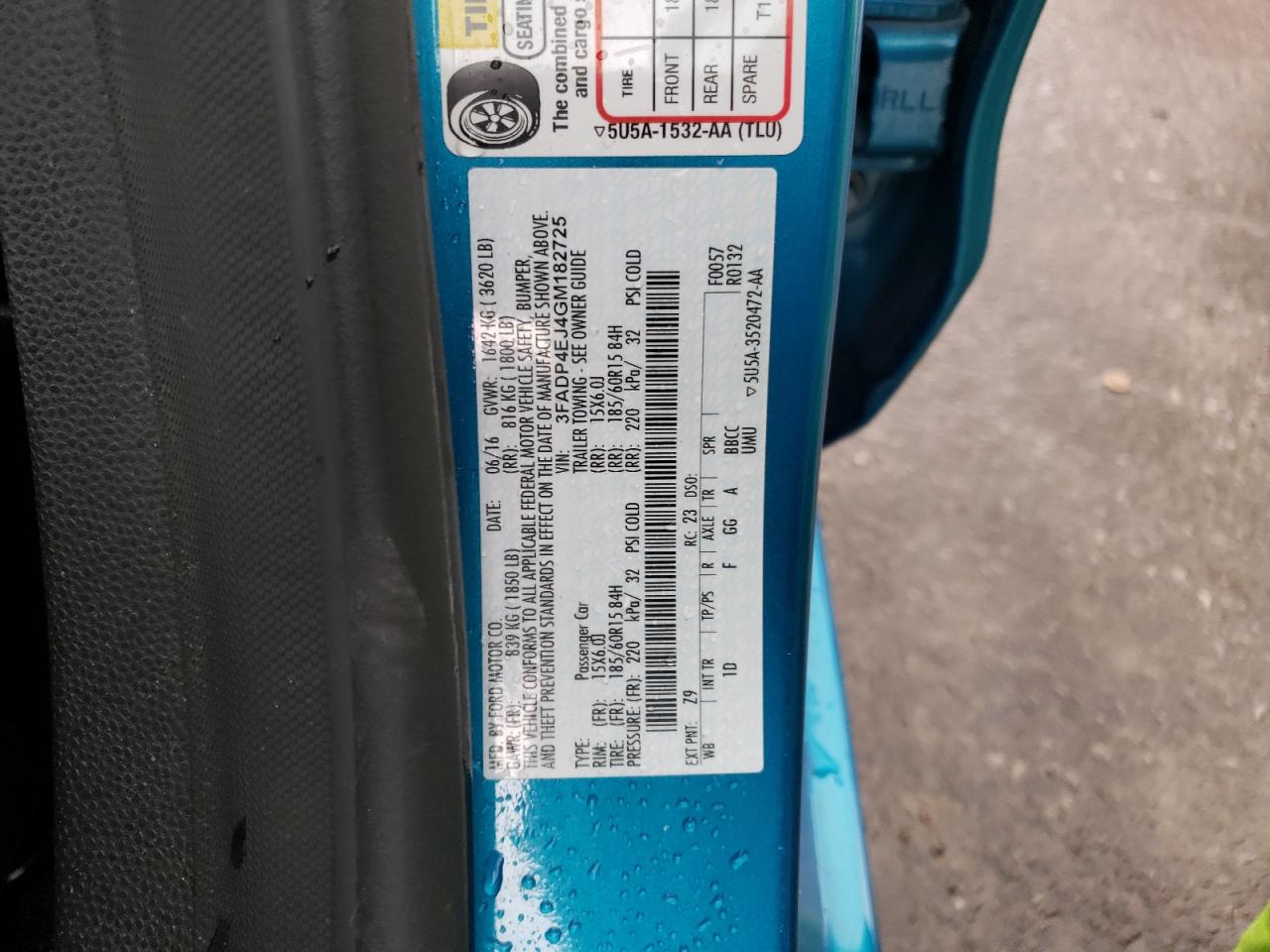 Photo 10 from auction – 2016 FORD FIESTA SE with VIN 3FADP4EJ4GM182725