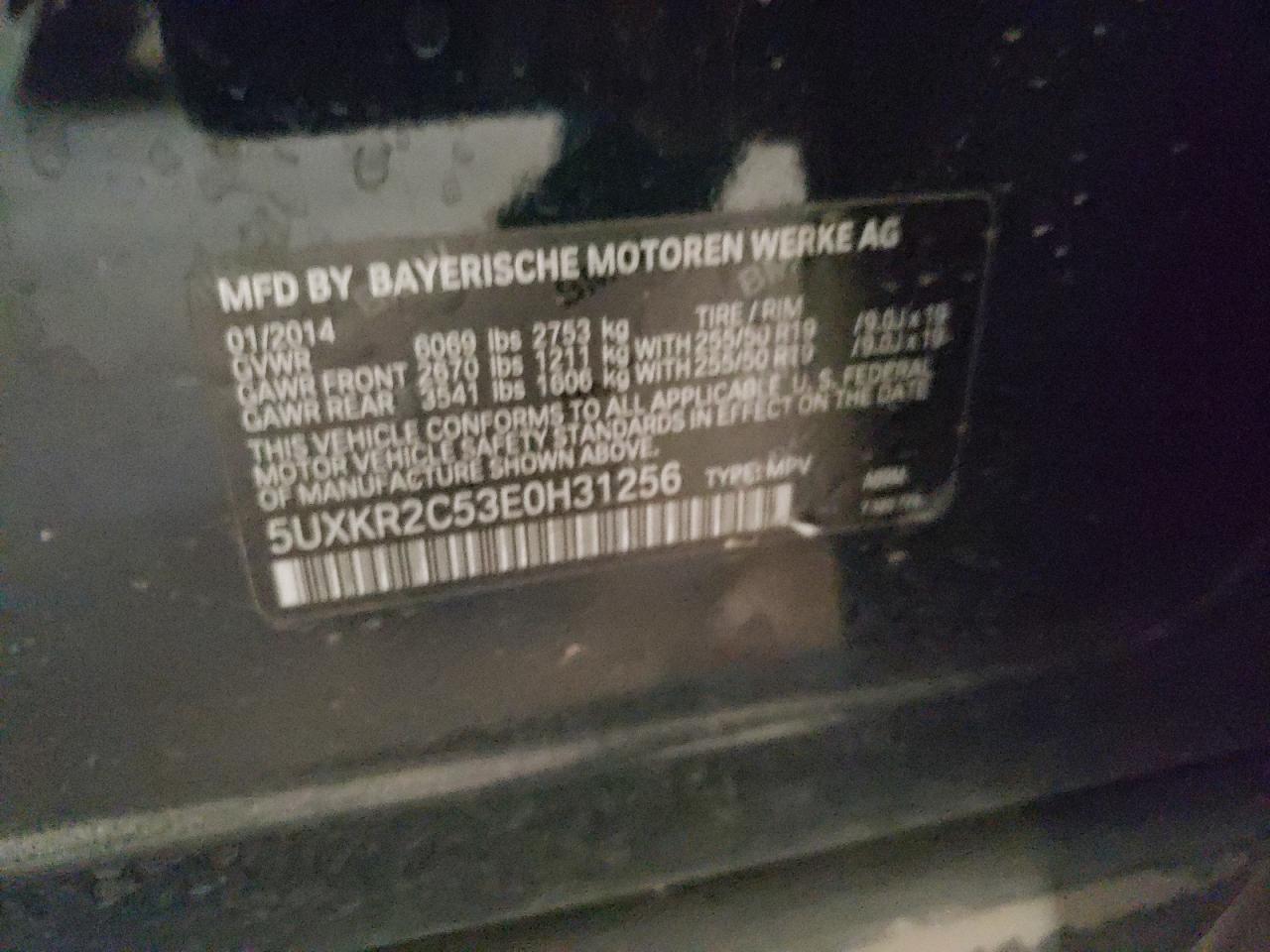 Photo 10 from auction – 2014 BMW X5 SDRIVE3 with VIN 5UXKR2C53E0H31256