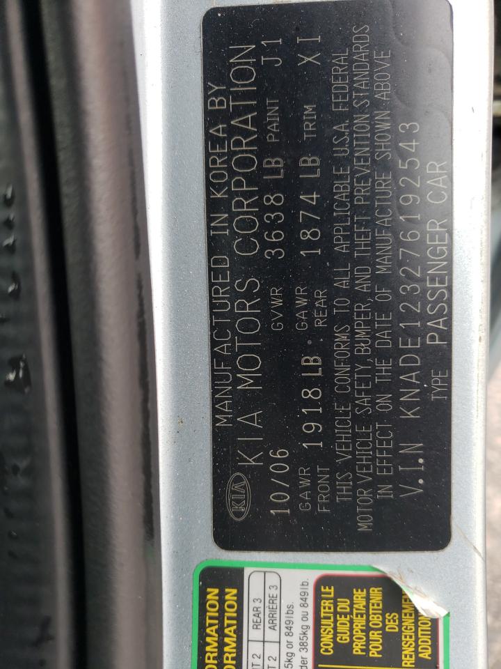 Photo 10 from auction – 2007 KIA RIO BASE with VIN KNADE123276192543