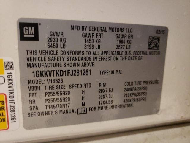 Photo 10 from auction – 2015 GMC ACADIA DEN with VIN 1GKKVTKD1FJ281261