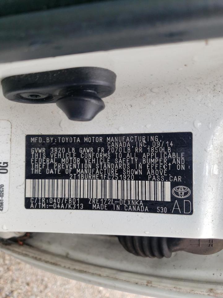 Photo 10 from auction – 2015 TOYOTA COROLLA L with VIN 2T1BURHE1FC251920