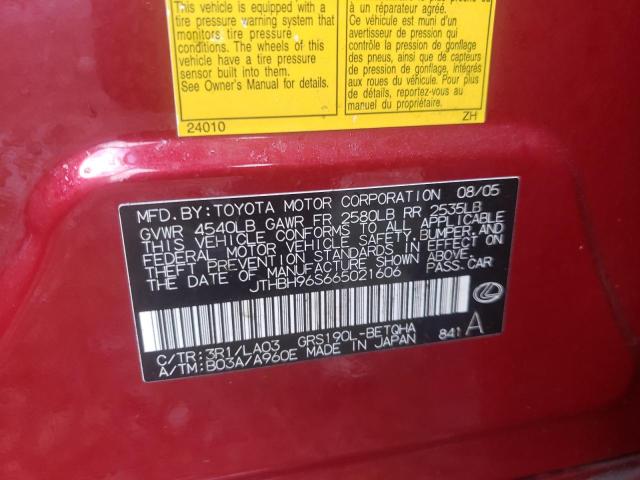 Photo 10 from auction – 2006 LEXUS GS 300 with VIN JTHBH96S665021606