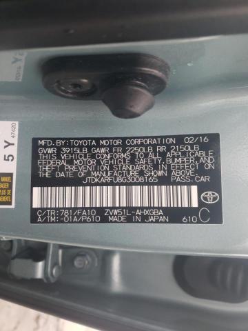 Photo 10 from auction – 2016 TOYOTA PRIUS with VIN JTDKARFU8G3008165