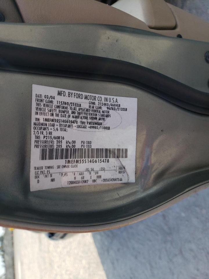 Foto 10 de la subasta – 2004 MERCURY SABLE LS P con VIN 1MEFM55S14G615478