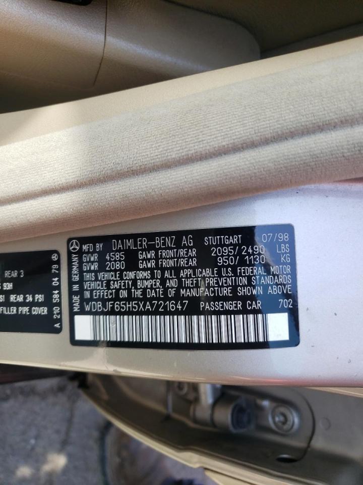 Photo 10 from auction – 1999 MERCEDES-BENZ E 320 with VIN WDBJF65H5XA721647