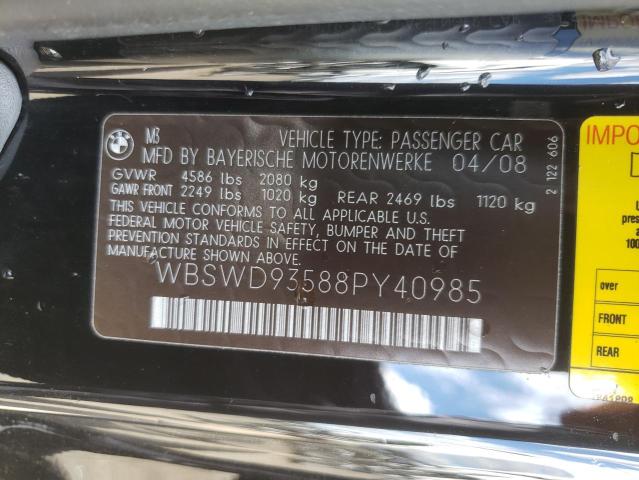 Photo 10 from auction – 2008 BMW M3 with VIN WBSWD93588PY40985