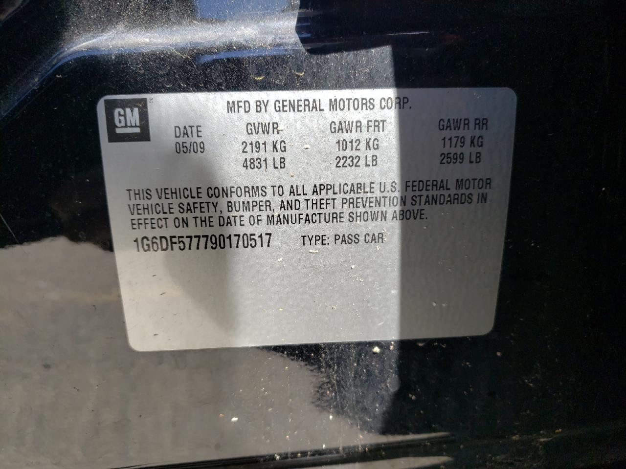 Photo 10 from auction – 2009 CADILLAC CTS with VIN 1G6DF577790170517
