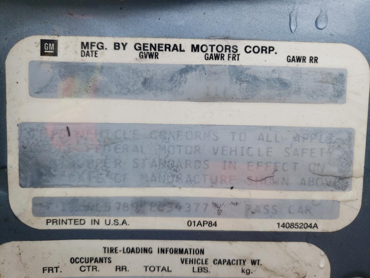 Photo 10 from auction – 1985 CADILLAC ELDORADO with VIN 1G6EL5789FE634377