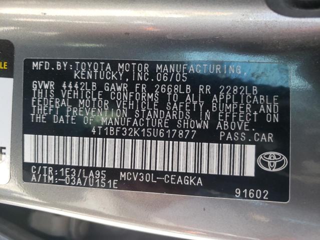 Photo 10 from auction – 2005 TOYOTA CAMRY with VIN 4T1BF32K15U617877