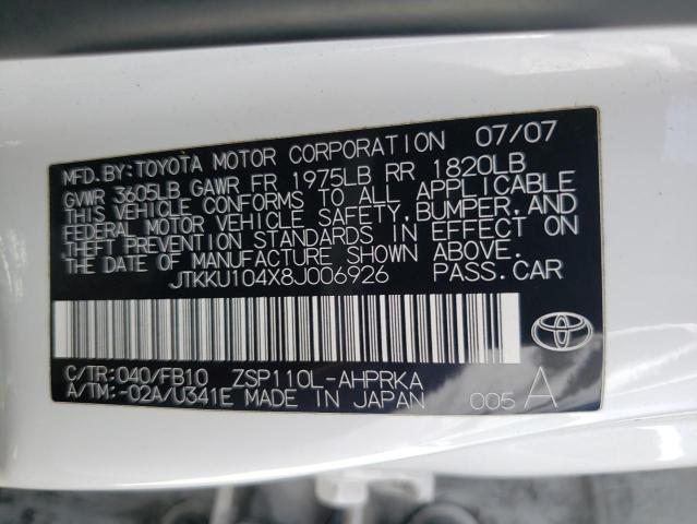Photo 10 from auction – 2008 TOYOTA SCION XD with VIN JTKKU104X8J006926