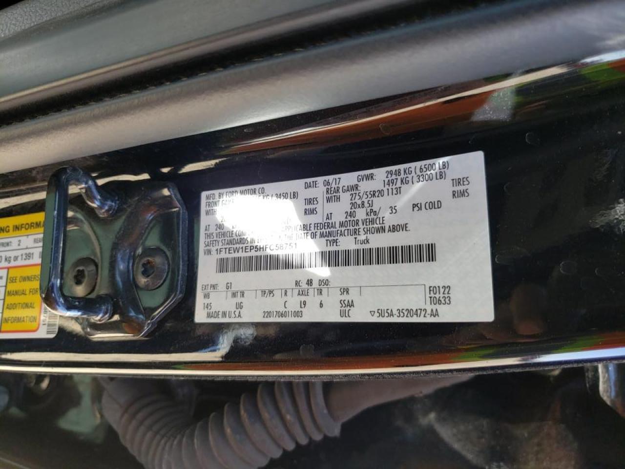 صورة رقم 10 من المزاد - 2017 FORD F150 SUPER مع VIN 1FTEW1EP5HFC58751