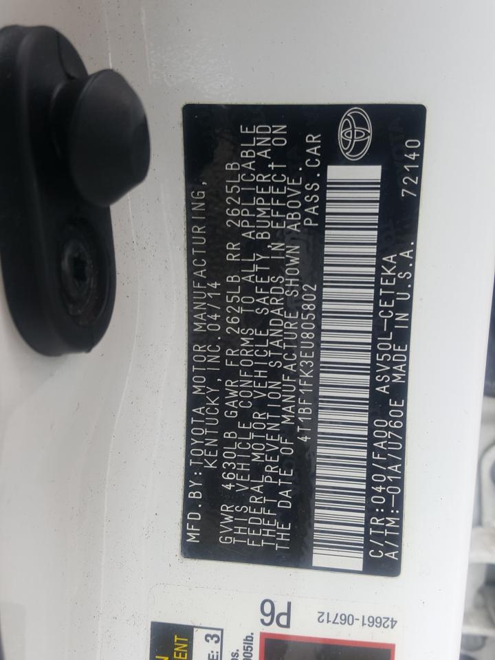 Photo 10 from auction – 2014 TOYOTA CAMRY L with VIN 4T1BF1FK3EU805802