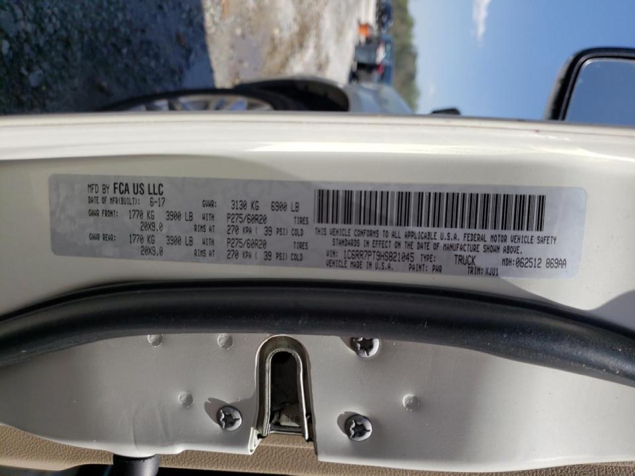 Photo 10 from auction – 2017 RAM 1500 LONGH with VIN 1C6RR7PT9HS821045