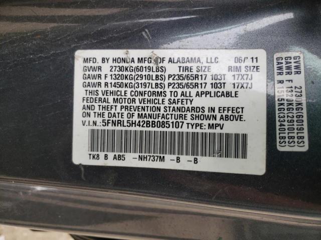 Photo 10 from auction – 2011 HONDA ODYSSEY EX with VIN 5FNRL5H42BB085107