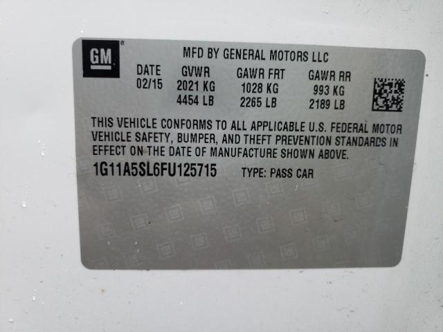 Photo 10 from auction – 2015 CHEVROLET MALIBU LS with VIN 1G11A5SL6FU125715