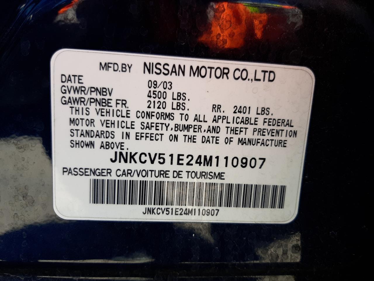 Photo 10 from auction – 2004 INFINITI G35 with VIN JNKCV51E24M110907