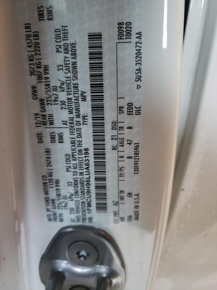 Photo 10 from auction – 2020 FORD ESCAPE SEL with VIN 1FMCU9H96LUA63198