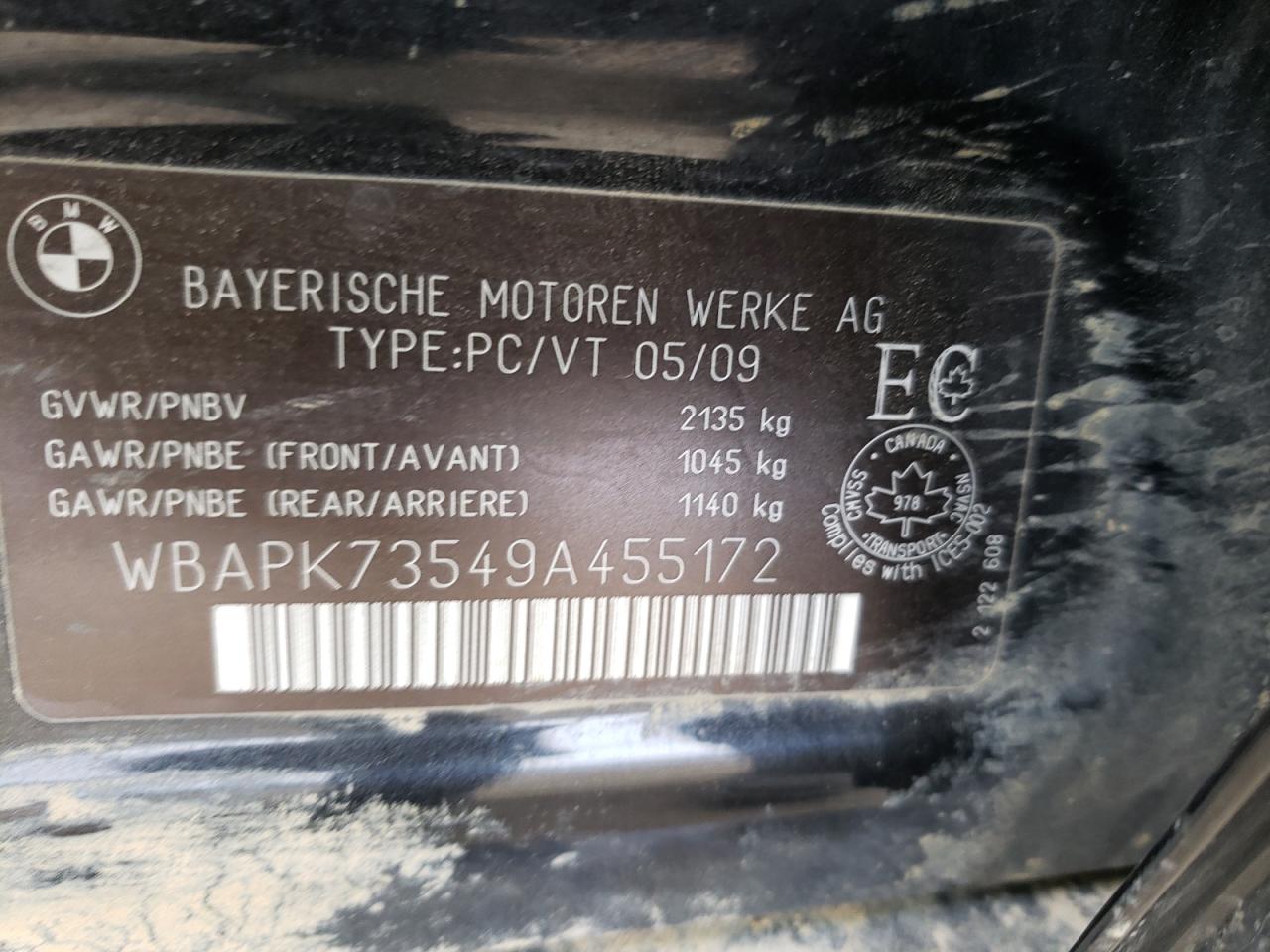Photo 10 from auction – 2009 BMW 328 XI with VIN WBAPK73549A455172
