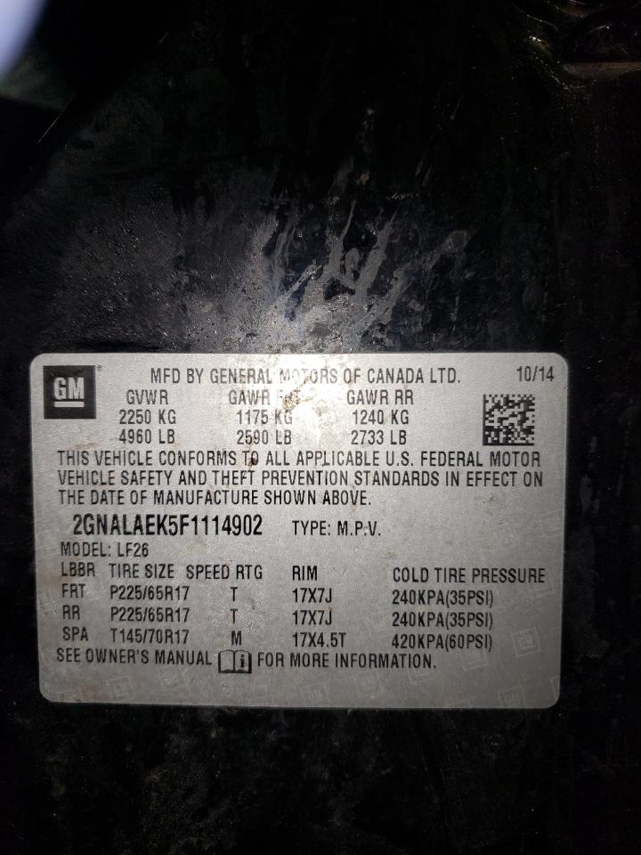 Photo 10 from auction – 2015 CHEVROLET EQUINOX LS with VIN 2GNALAEK5F1114902