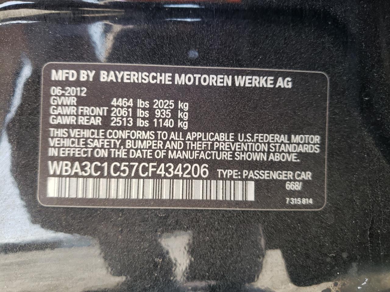 Photo 10 from auction – 2012 BMW 328 I SULE with VIN WBA3C1C57CF434206