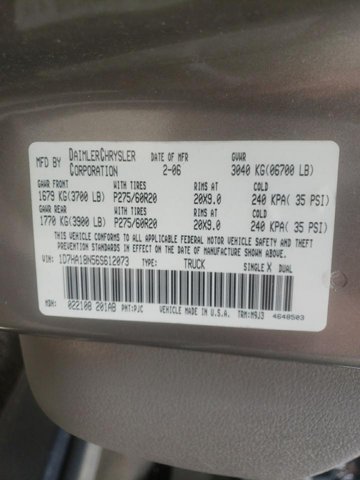 Photo 10 from auction – 2006 DODGE RAM 1500 S with VIN 1D7HA18N56S612073