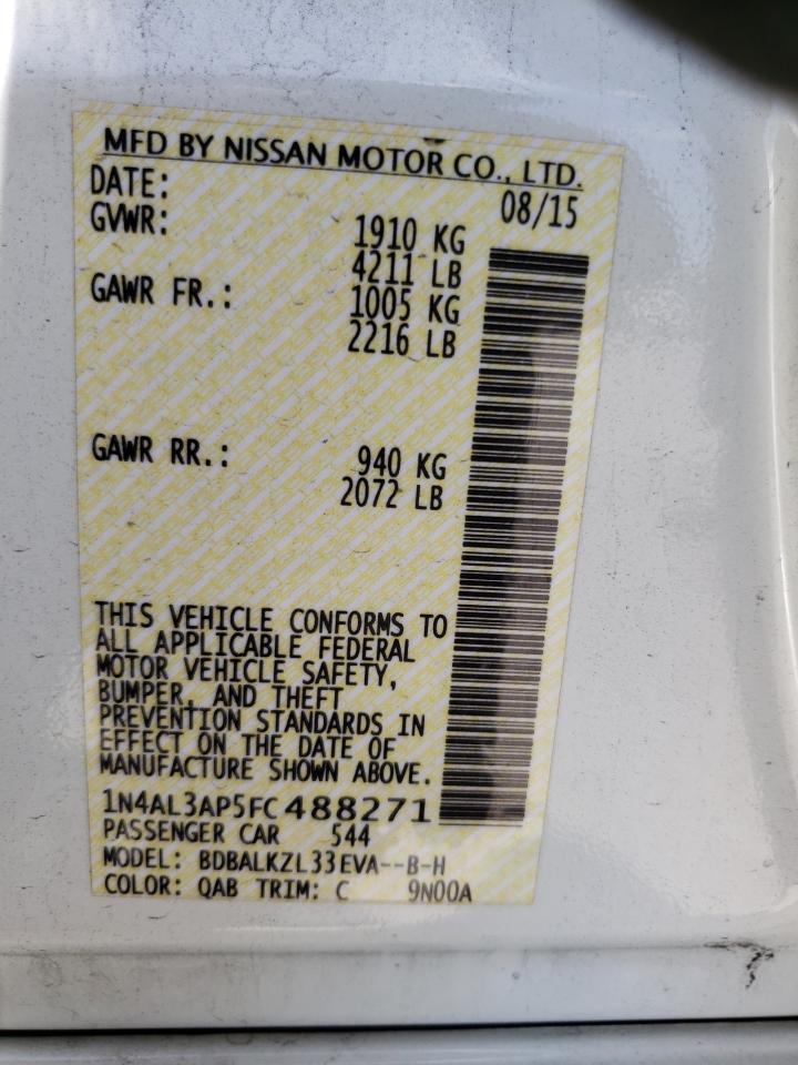 Photo 10 from auction – 2015 NISSAN ALTIMA 2.5 with VIN 1N4AL3AP5FC488271