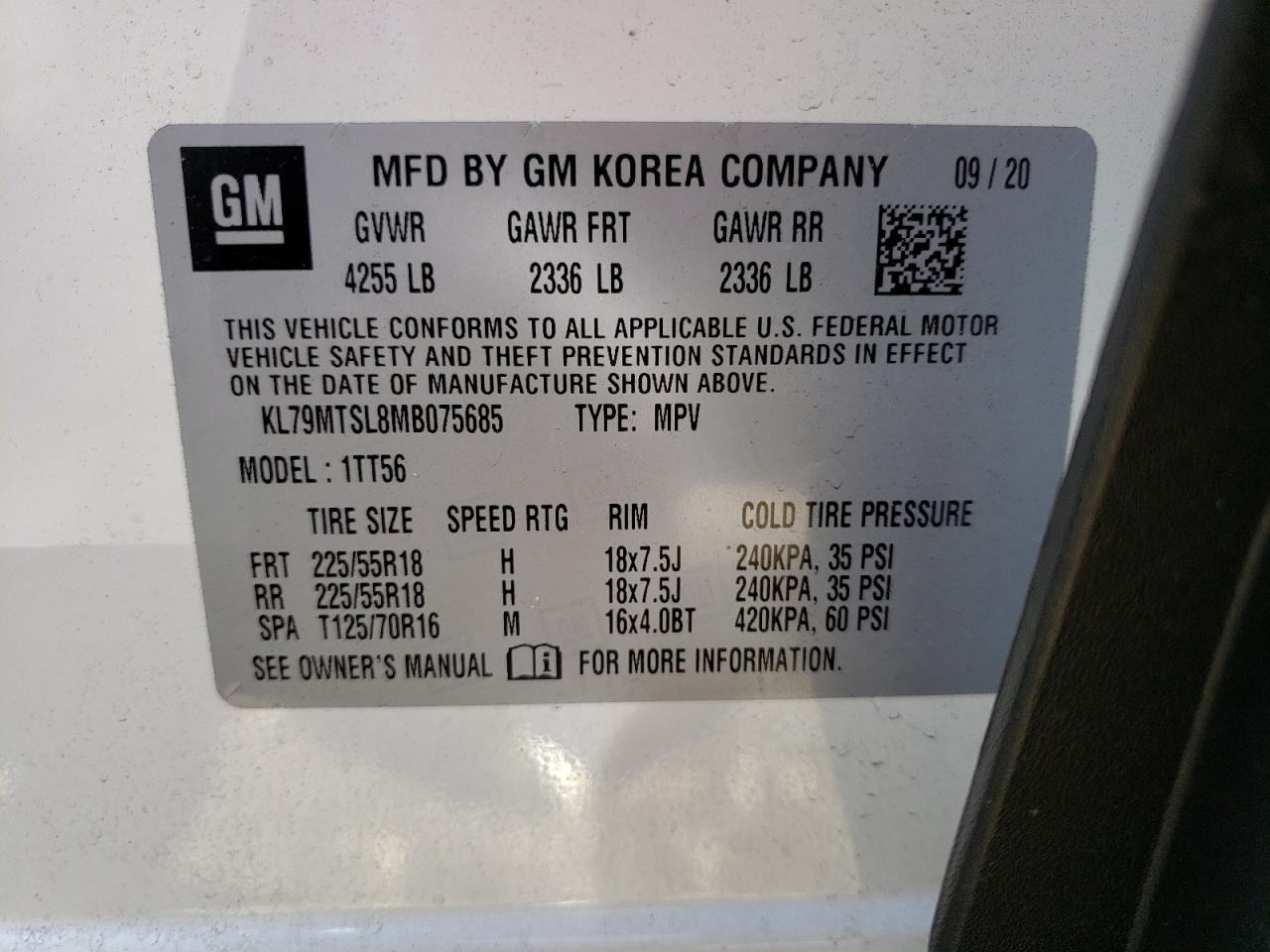 Photo 10 from auction – 2021 CHEVROLET TRAILBLAZE with VIN KL79MTSL8MB075685
