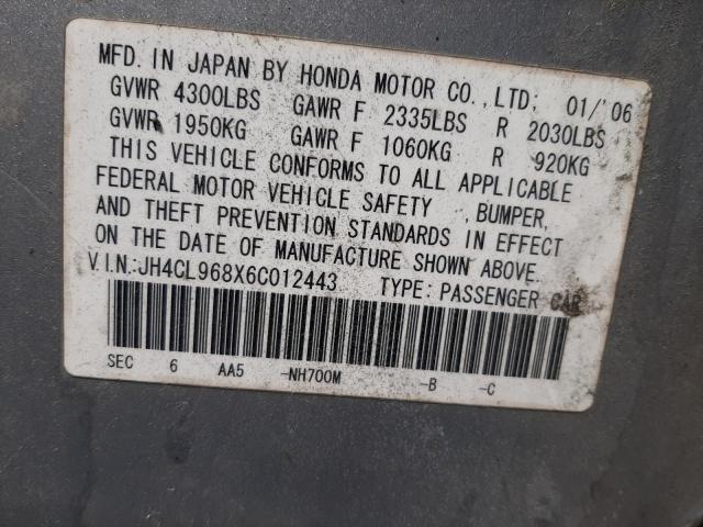 Photo 10 from auction – 2006 ACURA TSX with VIN JH4CL968X6C012443