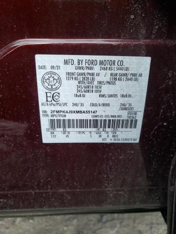 Photo 10 from auction – 2021 FORD EDGE SEL with VIN 2FMPK4J9XMBA55147