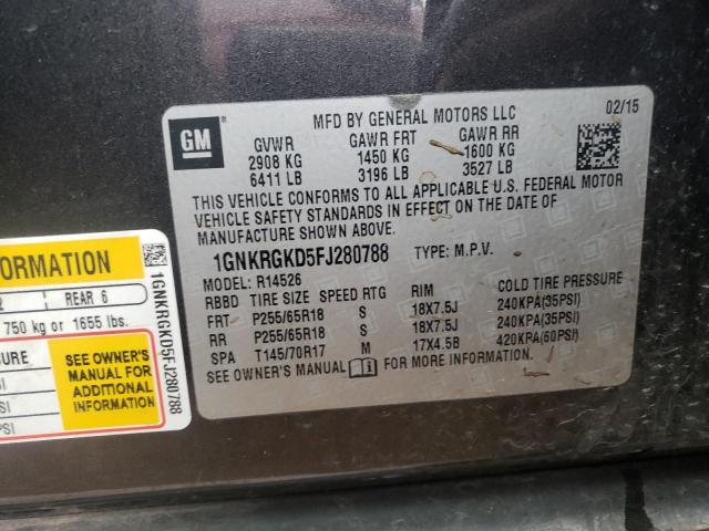Photo 10 from auction – 2015 CHEVROLET TRAVERSE L with VIN 1GNKRGKD5FJ280788