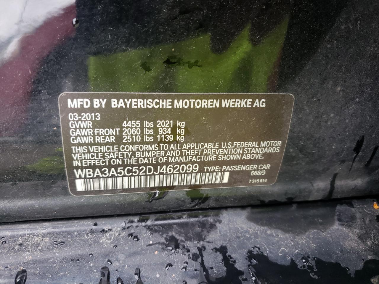 Photo 10 from auction – 2013 BMW 328 I with VIN WBA3A5C52DJ462099