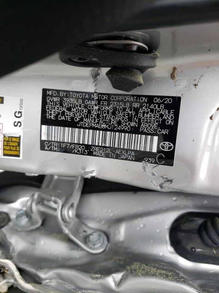 Photo 10 from auction – 2021 TOYOTA COROLLA LE with VIN JTDEPMAE8MJ124990