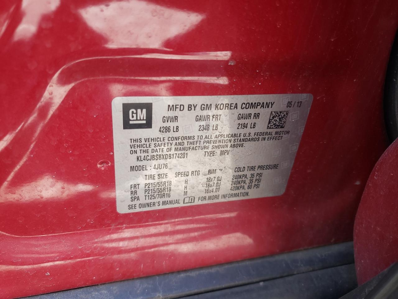 Photo 10 from auction – 2013 BUICK ENCORE CON with VIN KL4CJBSBXDB174201