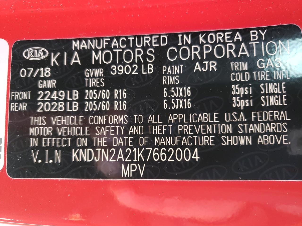Photo 10 from auction – 2019 KIA SOUL with VIN KNDJN2A21K7662004
