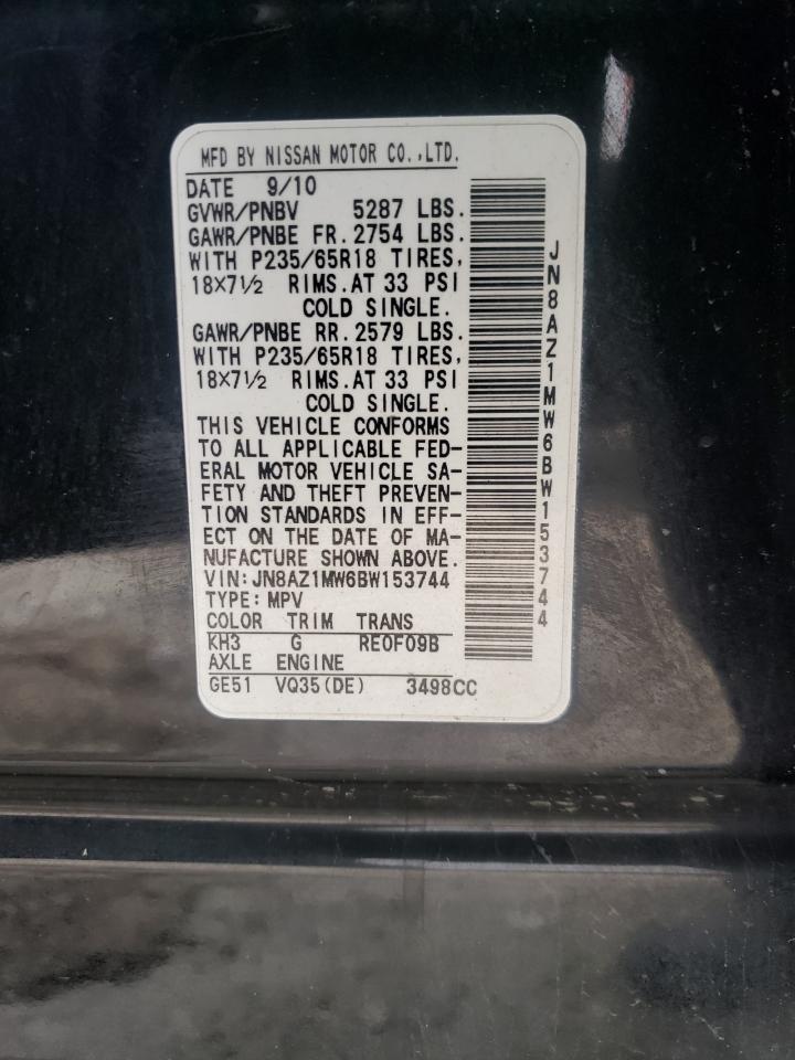 Photo 10 from auction – 2011 NISSAN MURANO S with VIN JN8AZ1MW6BW153744