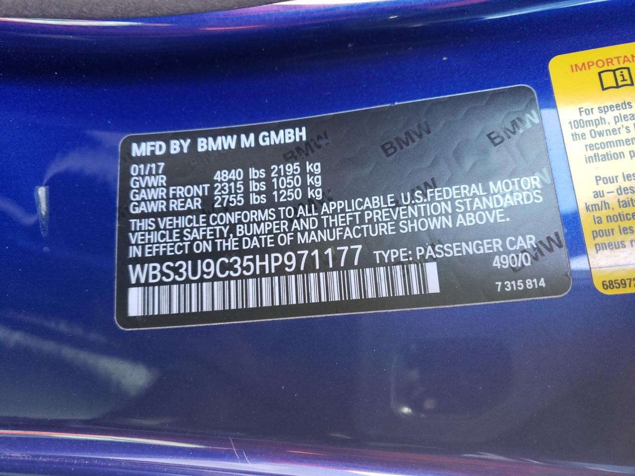 Photo 10 from auction – 2017 BMW M4 with VIN WBS3U9C35HP971177