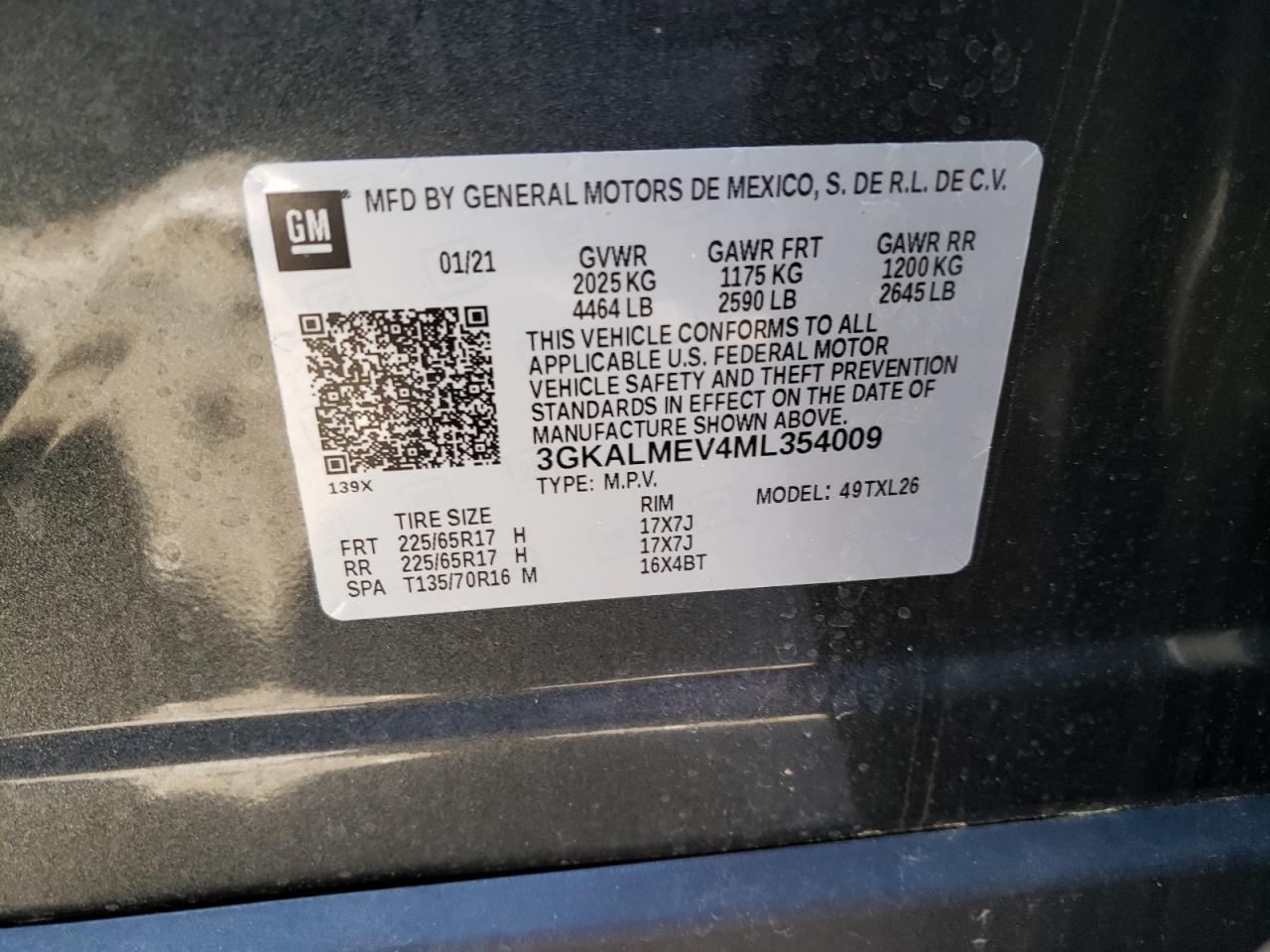 Photo 10 from auction – 2021 GMC TERRAIN SL with VIN 3GKALMEV4ML354009