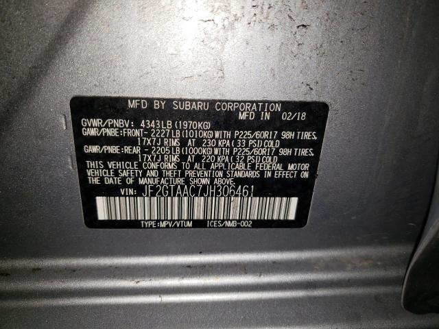 Photo 10 from auction – 2018 SUBARU CROSSTREK with VIN JF2GTAAC7JH306461