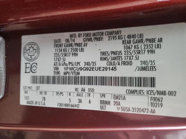 Photo 10 from auction – 2014 FORD ESCAPE SE with VIN 1FMCU9G92EUE29145