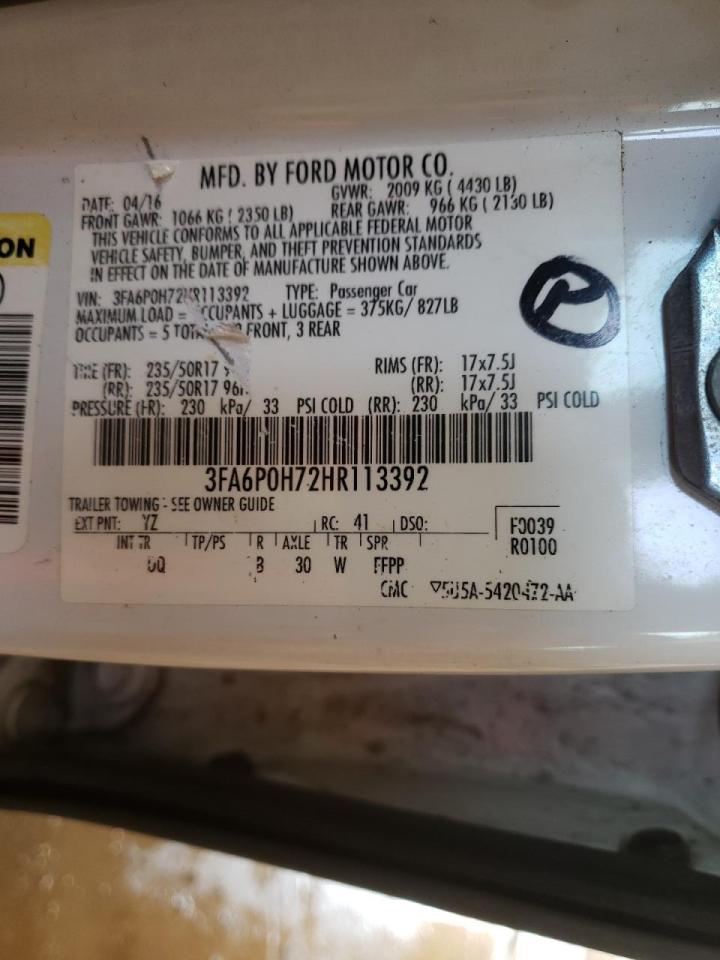 Photo 10 from auction – 2017 FORD FUSION SE with VIN 3FA6P0H72HR113392